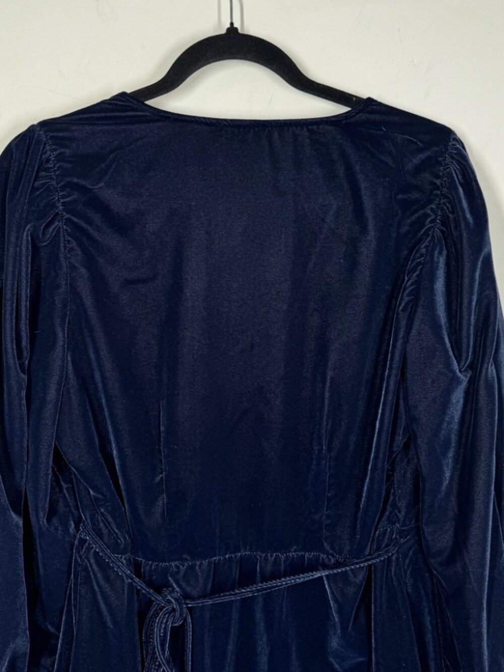 GAP Velvet Wrap Dress Navy Blue Size M Ruffle Hem Holiday Party Formal Chic - Picture 10 of 13